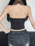 Fongt Cloth Forget Hot Leopard Hair Spliced High-Neck Digging Shoulder Vest Hot Girl Thin Waist High Collar Top