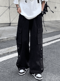 Buttoned Pocket Patch Cargo Pants-Outfit