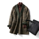 Premium Hand-stitched Wool Coat Women Double-sided Cashmere Jacket Spring Autumn Plaid Woolen Outwear Casual Tops