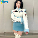 Bomber Woman Short Race Car Jacket Vintage Embroidery Long Sleeves American Varsity Baseball Jackets Bombers Y2k