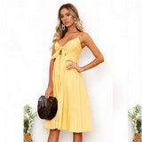 New Sexy Fashion Sling Button Back Bow Dress-Outfit