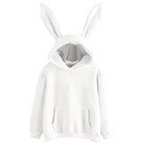 Cute Bunny Ears Hoodies Top Casual Fashion Solid Color Long Sleeve Hooded Sweatshirt Pullover Outwear Fall Spring