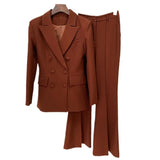 Fongt Star Fashion New Double Buckle Suit Jacket Horn Trousers Set Two Sets