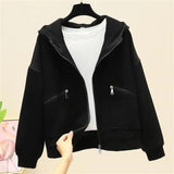 Fongt Jacket Female Short Model Fall 2024 New Loose Korean Version With A Hat Chic Port Wind Versatile Top Tide-Outfit