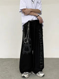 Gothic Dark Academia Style Wide Leg Pants Mall Goth Streetwear Grunge Graffiti Oversize Chain Straight Trousers for