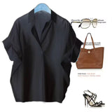 Fongt Summer New Korean Version Of Loose Cotton Blouse White Loose Bat Sleeve Shirt Shirt