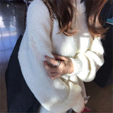 Colors Pink Women Sweater Womens Winter Sweaters Pullover Female Knitting Overszie Long Sleeve Loose Knitted Outerwear White-Outfit