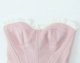 New Sexy, Sweet, Breast-Wiped Fish Bone Slim Blouse In Spring, French Skirt.-Outfit