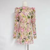 Fongt Temperament Dress Women 2025 Summer New Famous Wind Wind Collar Embroidery Flower Design Sense Body