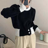 Hit Color Button Short Style New 2024 Spring And Autumn Hundred Style Fashion Foreign Temperature Soft Wind Leisure Soft Glutinous Milk-Outfit