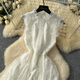 Fongt Retro Romantic Atmosphere Feel Sleeveless Dress Women's Lace Mesh Design Super Fairy Temperament Long Dress
