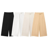 New Summer Style High Waist Shows Thin Solid Color Casual Fashion Wide Leg Trousers 9929026-Outfit