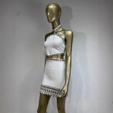 New Heavy Industry Diamond-Stry Metal Decorative Sling Dress With A Short Design