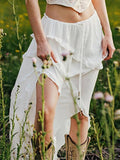 Ruffle Slit Midi Skirt-Outfit