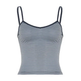 Fongt Fresh Wind Hit The Striped V-Neck Sling 2025 Summer To Send A Casual Short-Term Waistcoat New Women's Clothing