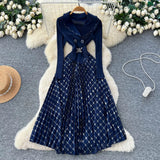 Fongt Niche High-End Light Style Single Row Buckle Short-Sleeved Printed Shirt Dress Female Magenta Vintage Chiffon Dress