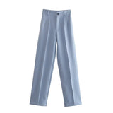 Pants Women Casual Chic Straight Pants Elegant Office Wear High Waist Pants Women Loose Pants Female Solid Pants