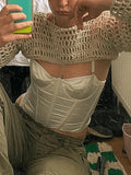 Long Sleeve Crochet Bolero Knit Top-Outfit