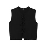 Summer Bow Bow V-Collar Sleeveless Knitted Vest 5698506-Outfit