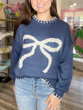Bow Jacquard Sweater-Outfit
