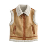 Fongt Women's Clothing 2025 Autumn And Winter New Fur One-Piece Velvet Splicing Vest Vest