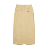 Stitching Slimming Short Shirt 2814641 Line Decoration Straight Tube Flute Skirt 2813641 Set-Outfit