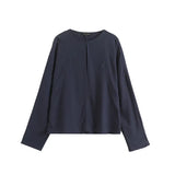 Summer Casual Lazy Wind Relaxing V-Collar Long-Sleeved Shirt-Outfit