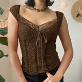 Fongt Retro Lace Stitching Bow Jacket New Spring 2023 Slim Slim Casual Solid Color Short-Sleeved Shirt-Outfit