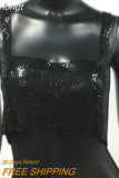 Metallic Sequin Party Crop Top y2k Fashion Solid Backless Straps Camisole Cropped Top for Women Rave