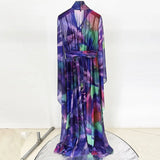 Fongt Spring Summer New Star Fashion Sleeves Phantom Print Dress Holiday Long Dress