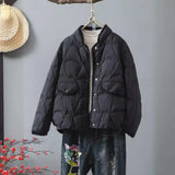 Hot Style Light And Short Down Jacket Female 2024 New Small Standing Collar Small Fragrant Wind White Duck Down Warm Coat Tide-Outfit