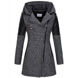 Fongt Explosion Of Women's Autumn And Winter Long Hooded Loose Zip-Chain Coat