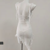Fongt New Sweet Age-Drinking Girl With Dress Female Design Irregular Folds Showing Thin Babes Skirt