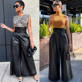 High Waist Leather Nightclub Metal Belt Wide
