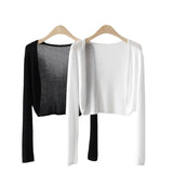 Fongt Silk Knitted Jersey Coat Women's Summer Shawl Spring With Thin Shoulder Air-Conditioning Shirt Short