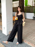 Fongt Xixi 2025 Summer Temperament Elegant Suspension Shirt + High Waist Half-Styles Two-Piece Set Women's 89327