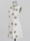 New Dress In Spring 2025 Femininity Commuting Fashion Round Collared Flower Vest Sleeveless