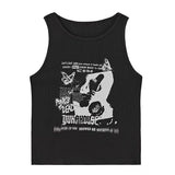 Gothic Punk Printed Rib Crop Tank Top-Outfit