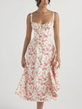 Floral Print Slim Fit Button Front Midi