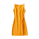 Spring New Style Spice Girl Style Shoulder Pleated Solid Color Dress Sexy Suspender Hip Skirt Woman-Outfit