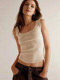Spring And Summer 2024 Women's Hot Girls Slim Slim Sleeveless Top Pure Desire Bottom Vest-Outfit