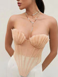 Sexy Pleated Shell Mesh Corset