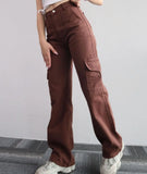 Three-dimensional Pocket Trousers Tight Waist
