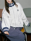 Fongt Standing Collar Baseball Uniform Spring And Autumn Coat Female Retro Hoodie Casual Loose Versatile Lazy Jacket Jacket-Outfit