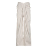 Fongt Style Personality Irregular Kink Waist Head Casual Pants Female Low Waist Solid Color Loose Wide Legs-Outfit