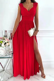 Women's Elegant Evening Party Long Dress Sleeveless Lace Luxury Backless High Slit Female V-neck Dress Vestidos De