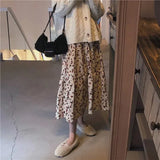 Corduroy High Waist Floral Print Maxi Skirt-Outfit