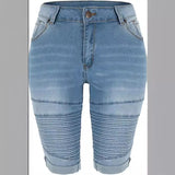 Elastic Cat Beard Pleated Hem Jeans In Pants Woman-Outfit