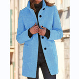 Fongt Autumn And Winter Women's New Ebay Retro Solid Color Button Collar Hair