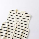 New V-Collar Striped Vest 3519032-Outfit